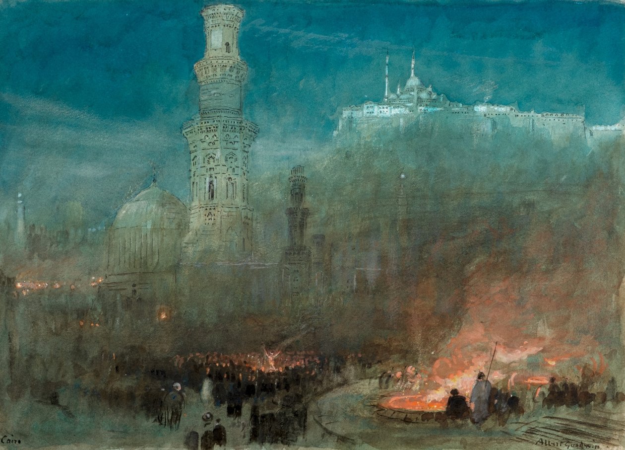 Kair, noc (akwarela) autorstwa Albert Goodwin