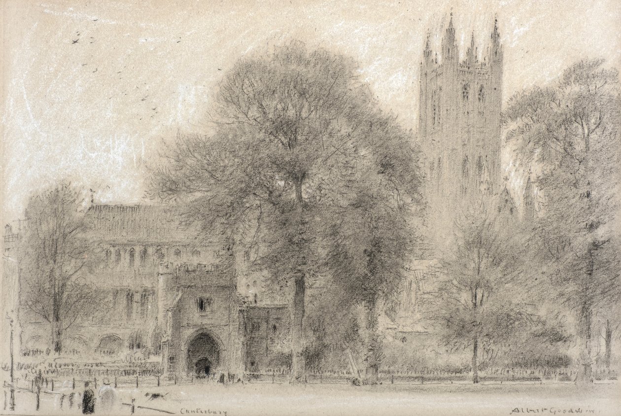 Canterbury (czarno-biała kreda) autorstwa Albert Goodwin
