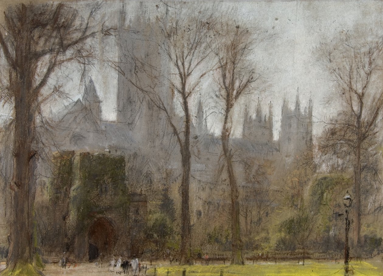 Canterbury, c.1860-c.1932 (pastel i ołówek na barwionym papierze) autorstwa Albert Goodwin