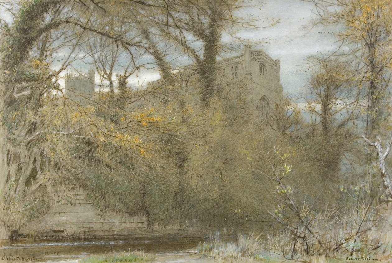 Christchurch, Hants (akwarela, farba do ciała, olej, kredka i tusz na papierze) autorstwa Albert Goodwin