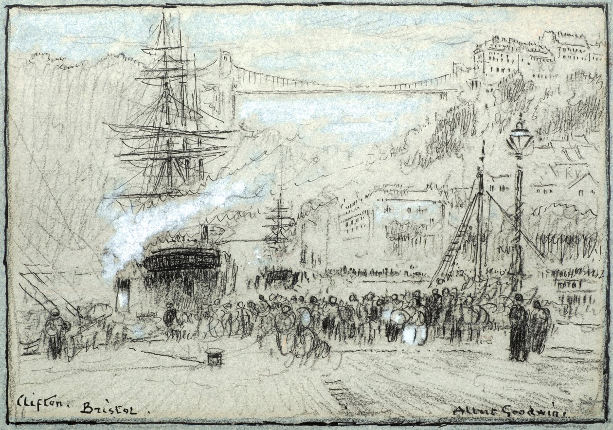Clifton, Bristol (tusz, kreda i akwarela) autorstwa Albert Goodwin