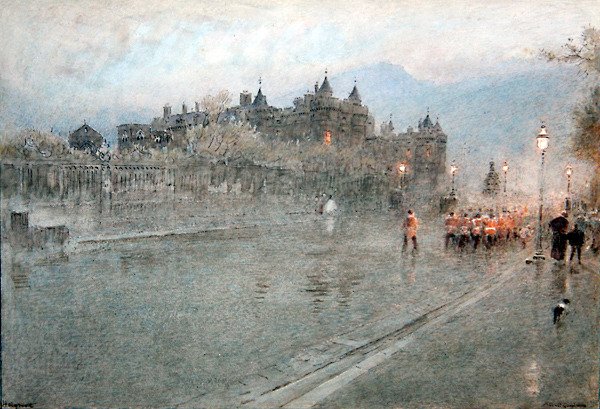 Holyrood, Edynburg (pióro i tusz z akwarelą na papierze) autorstwa Albert Goodwin
