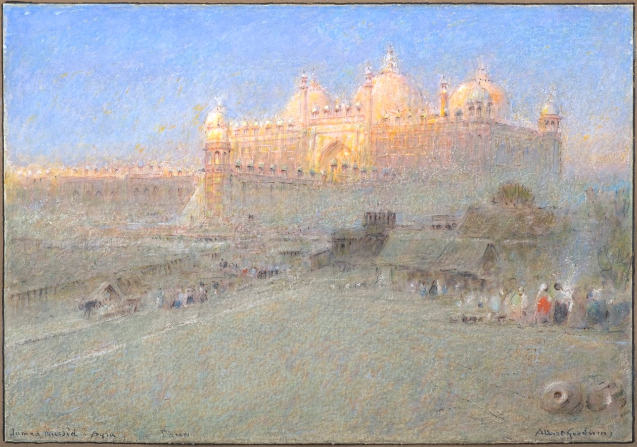Jumna Musjid, Agra, świt (akwarela z akwarelą i tuszem) autorstwa Albert Goodwin