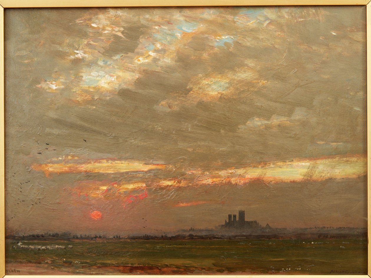 Katedra w Lincoln o zachodzie słońca, 1912 autorstwa Albert Goodwin