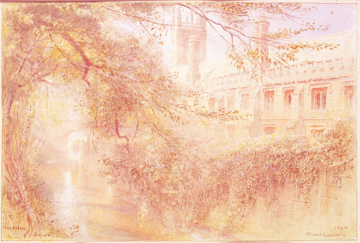Magdalen College, Oxford, 1904 (wc na papierze) autorstwa Albert Goodwin