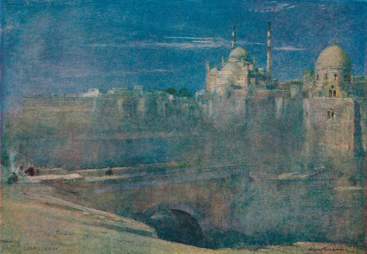 Światło księżyca na Cytadeli, Kair, ok. 1890 r. autorstwa Albert Goodwin