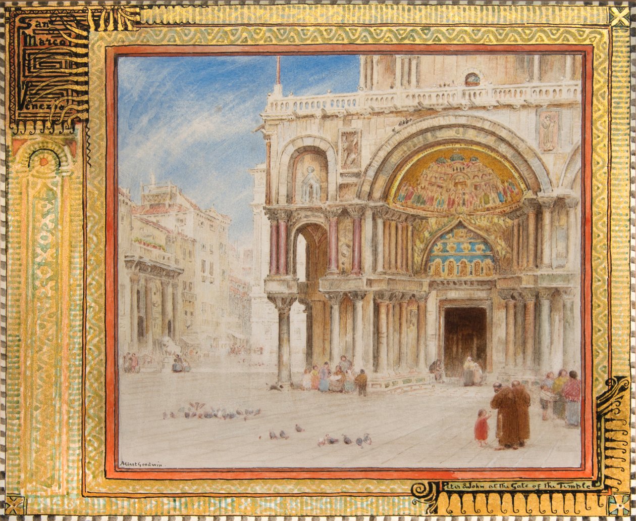 Piotr i Jan przy bramie świątyni, San Marco, Wenecja, ok. 1872 (akwarela) autorstwa Albert Goodwin