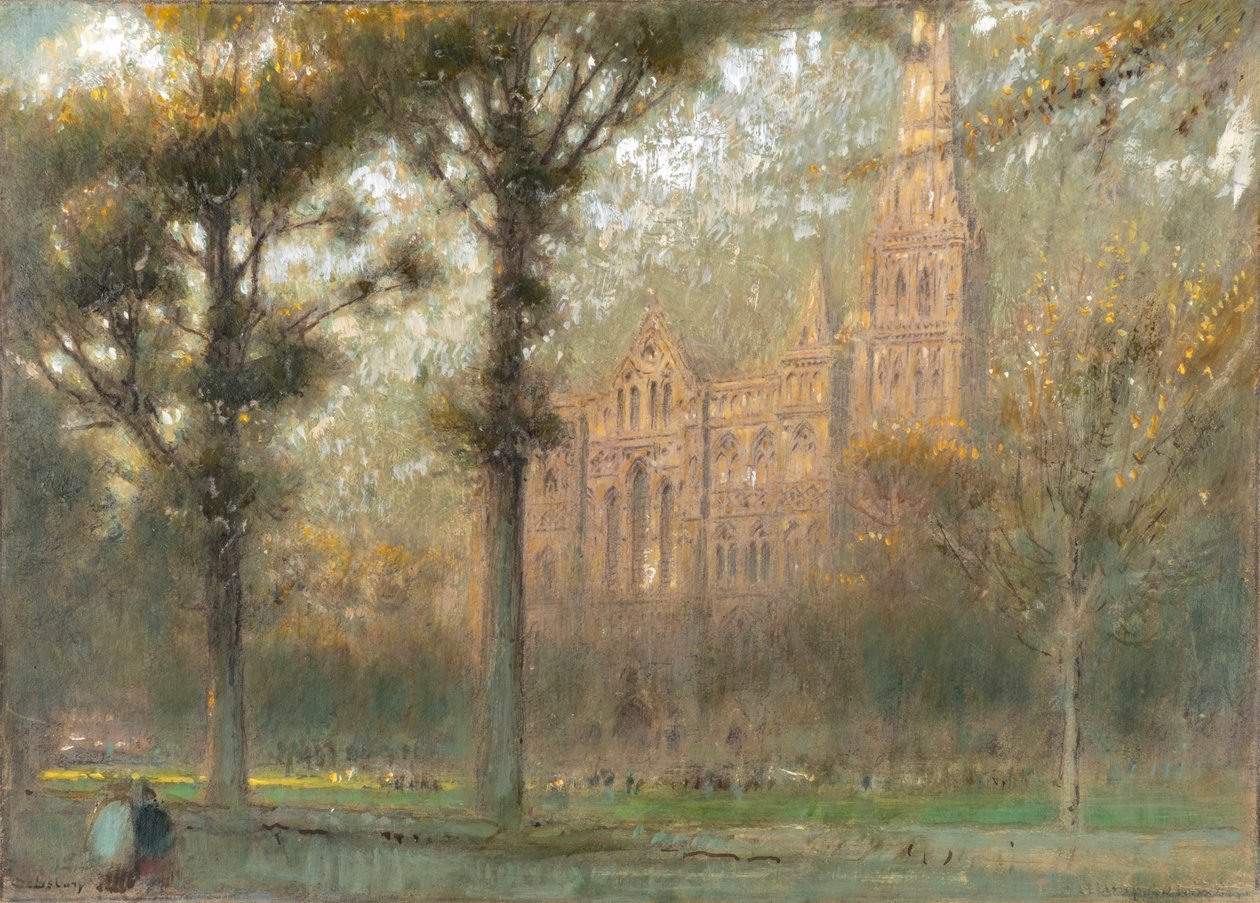 Salisbury (olej z akwarelą i akwarelą na barwionym papierze) autorstwa Albert Goodwin