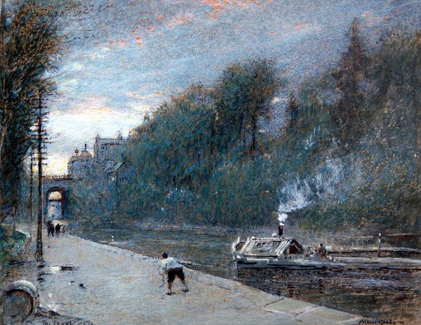 The Canal, Chichester (pióro i tusz z akwarelą i farbą do ciała na papierze) autorstwa Albert Goodwin