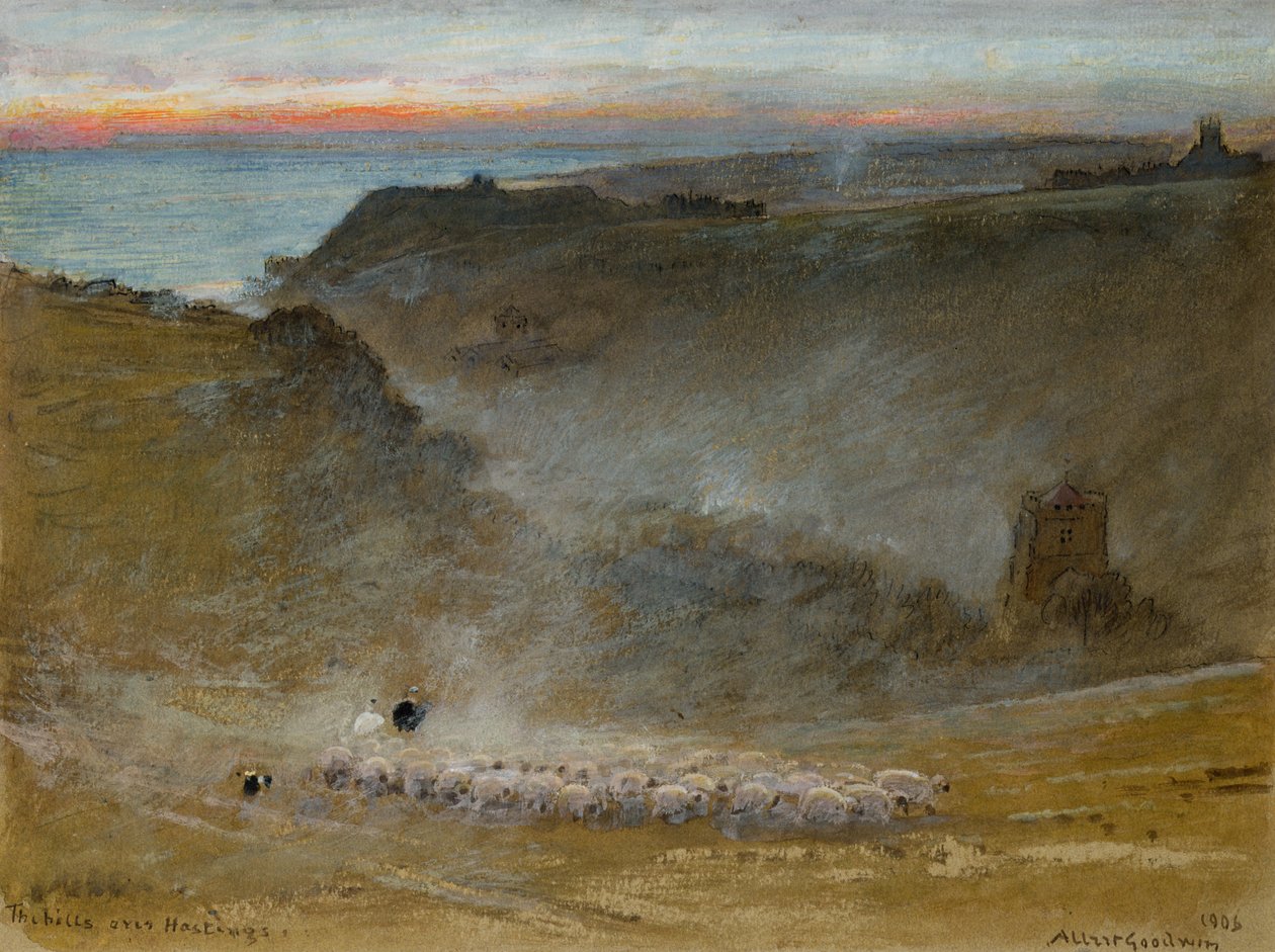 Wzgórza nad Hastings, 1906 autorstwa Albert Goodwin