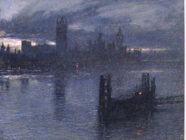 Westminster z mostu Lambeth autorstwa Albert Goodwin