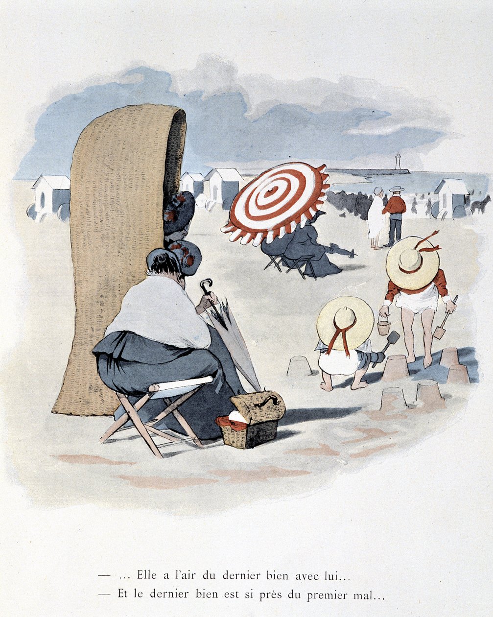 Scena na plaży w „Etoile de mer”. A. Guillaume. Wydania Simonis Empis, Paryż autorstwa Albert Guillaume