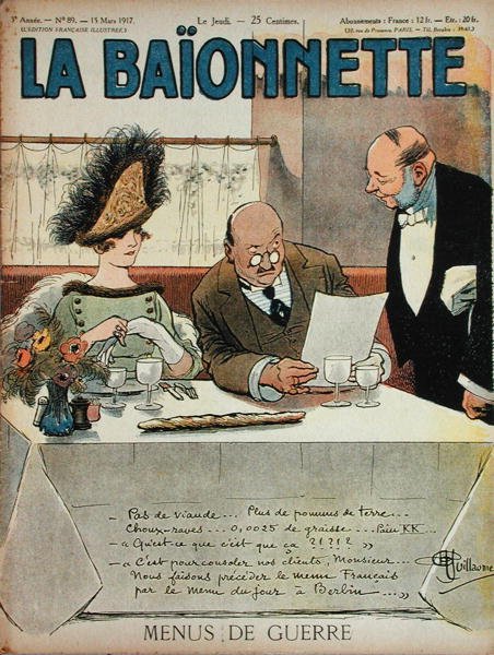 Menus de Guerre, z La Baionnette, 15 marca 1917 r. autorstwa Albert Guillaume