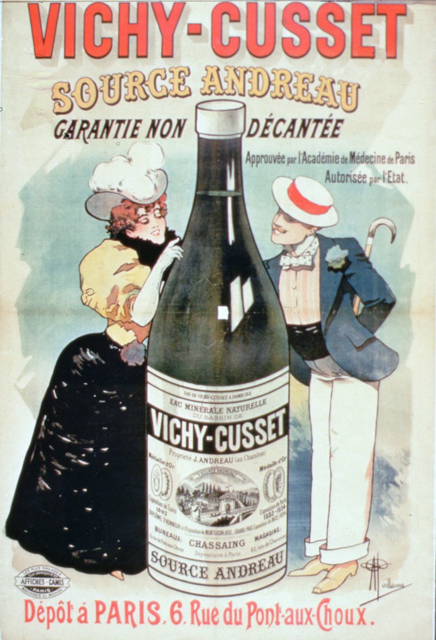 Plakat reklamujący wodę mineralną Vichy-Cusset, Paryż (kolor lito) autorstwa Albert Guillaume