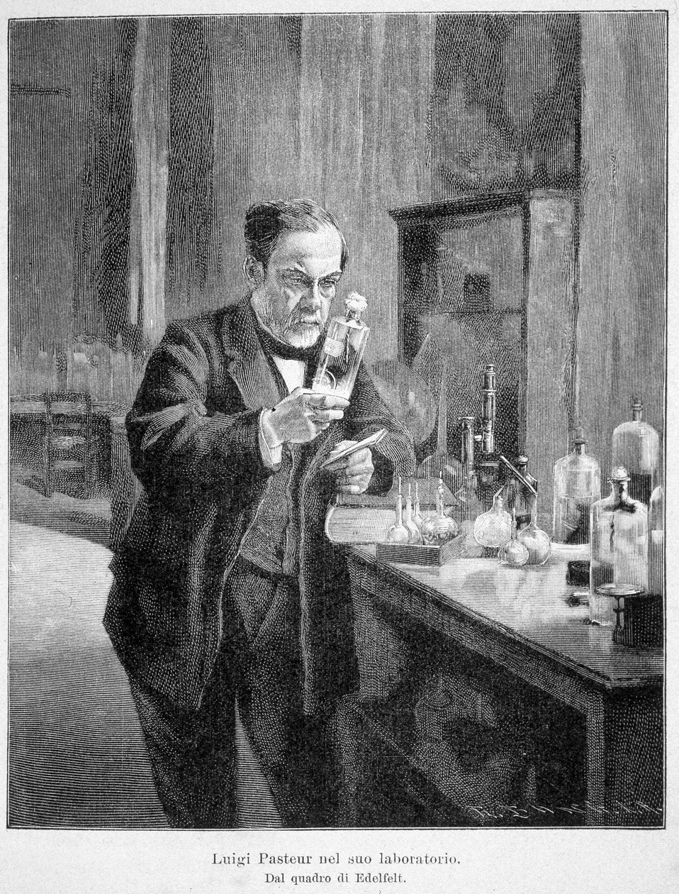 Ludwik Pasteur w swoim laboratorium według obrazu edelfelt autorstwa Albert Gustaf Aristides (after) Edelfelt