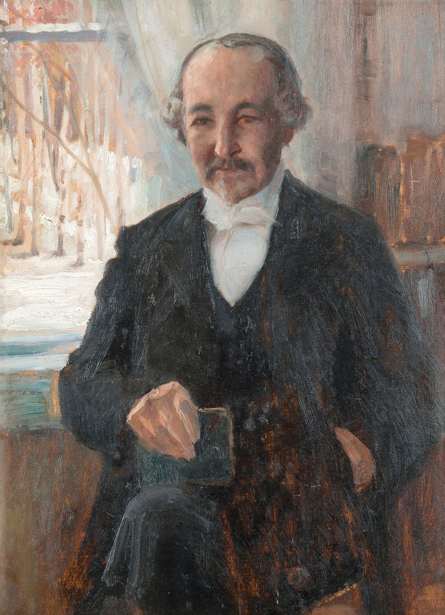 Portret poety Zachariasza (Sachariasa) Topeliusa (1818-1898) par Edelfelt, Albert Gustaf Aristides (1854-1905), - Olej na tekturze, 41x30 - Kolekcja prywatna autorstwa Albert Gustaf Aristides Edelfelt