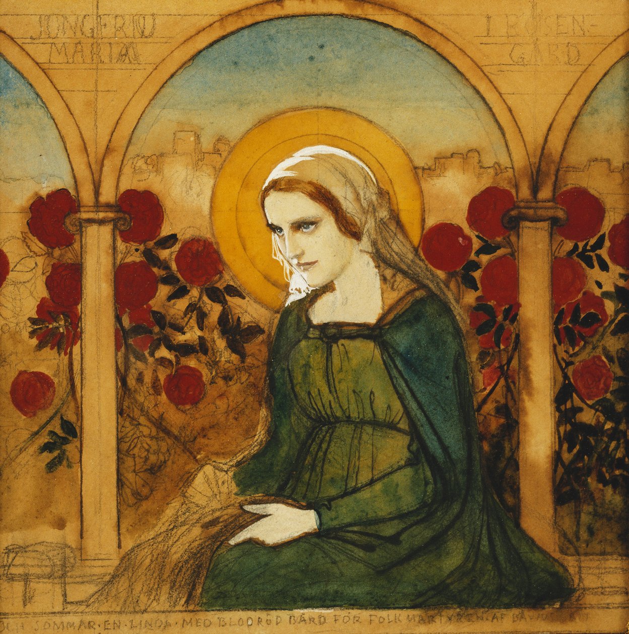 Dziewica Maryja w Rosegarden; Jungfru Maria i Rosengard, autorstwa Albert Gustaf Aristides Edelfelt