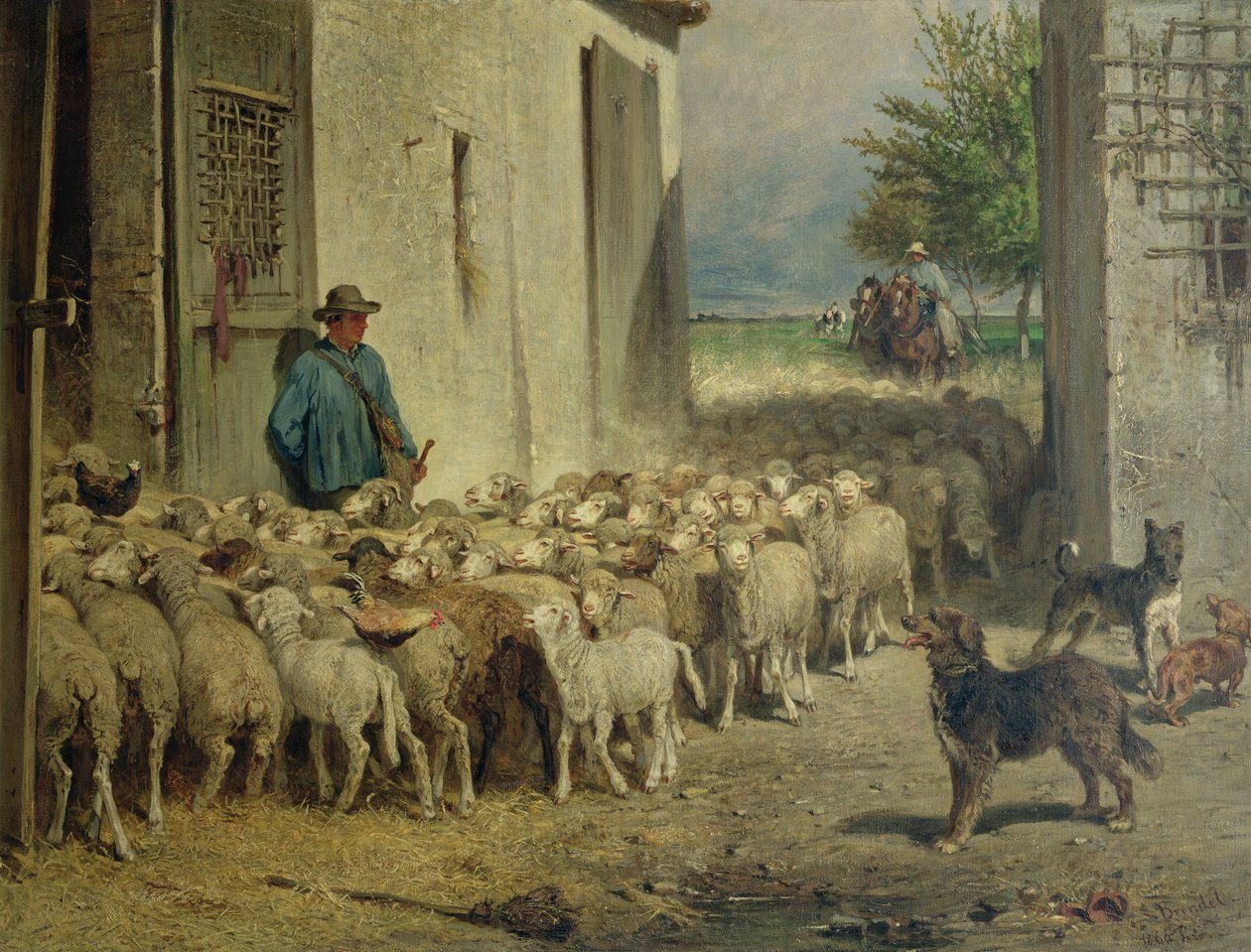 Powrót do owczarni, 1860 autorstwa Albert Heinrich Brendel