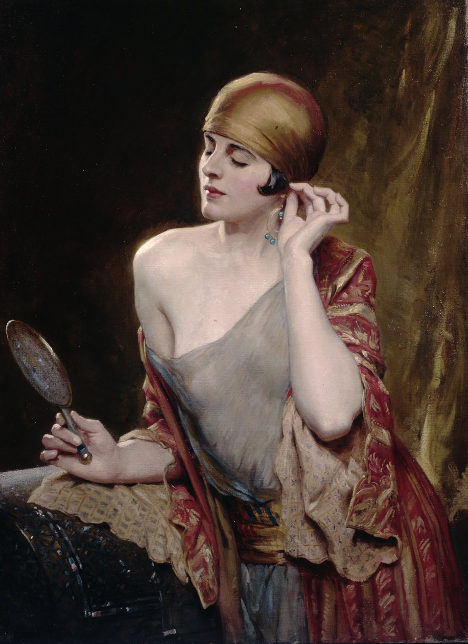 Patrząc w lustro (olej na płótnie) autorstwa Albert Henry Collings