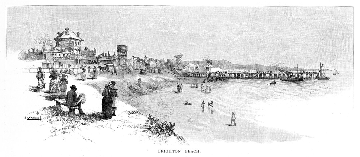 Brighton Beach, Melbourne, Wiktoria, Australia, 1886. autorstwa Albert Henry Fullwood