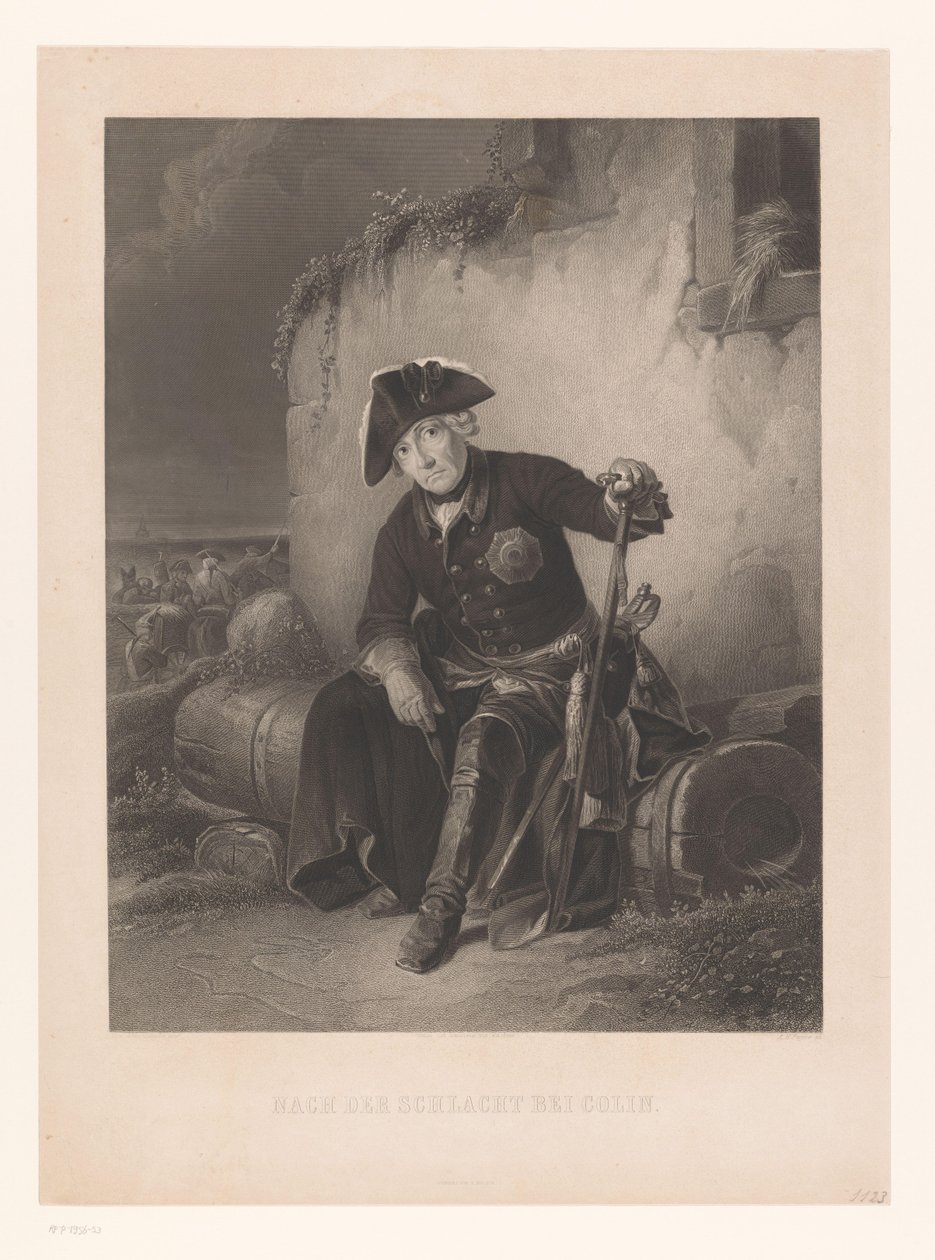 Fryderyk Wielki po bitwie pod Kolin Nach der Schlacht bei Colin (tytuł na obiekcie) autorstwa Albert Henry Payne