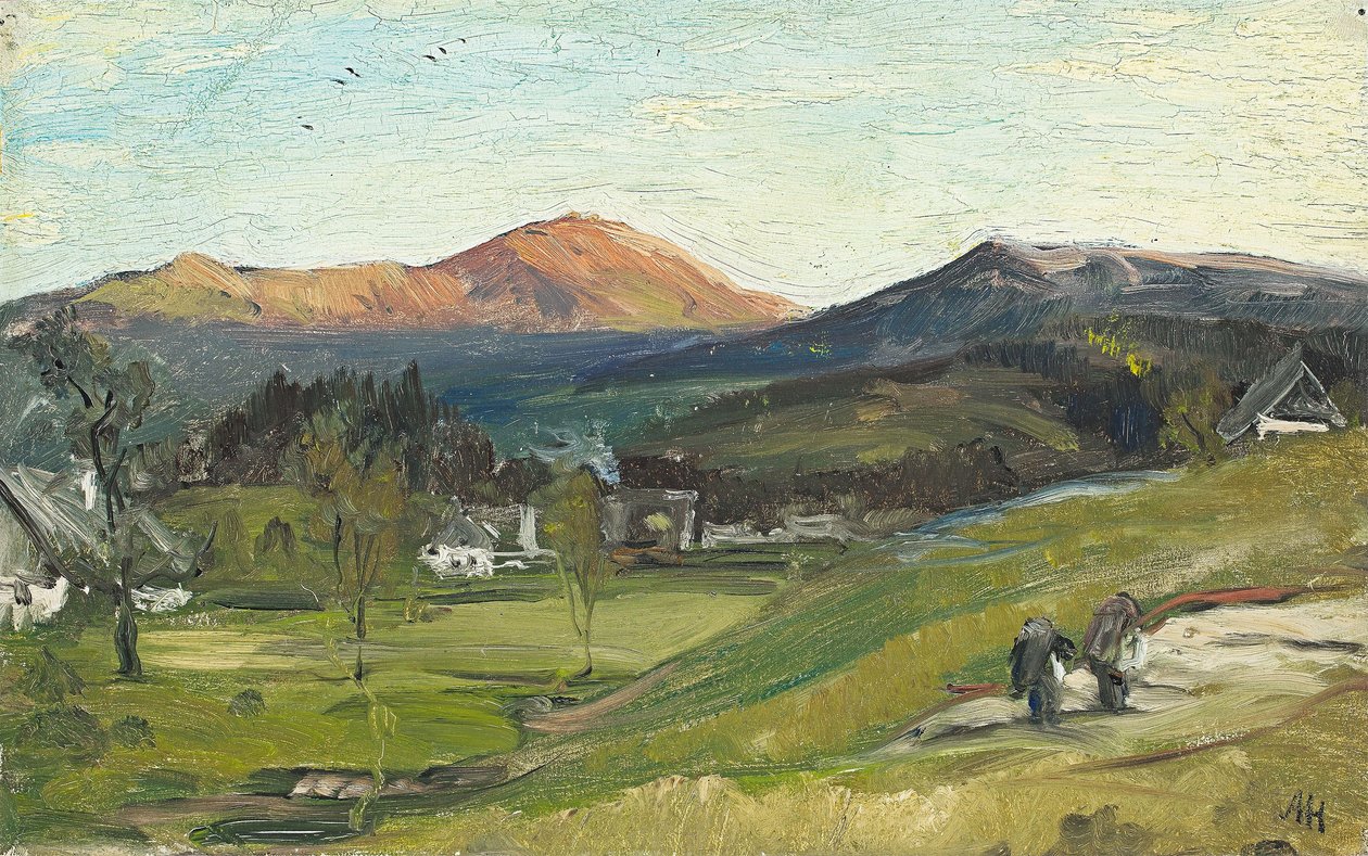 Albert Hertel - Widok z Krummhübel na Schneekoppe, 1862 r. autorstwa Albert Hertel