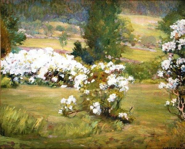 Kwitnące kwiaty, ok. 1925 (olej na płótnie) autorstwa Albert Herter