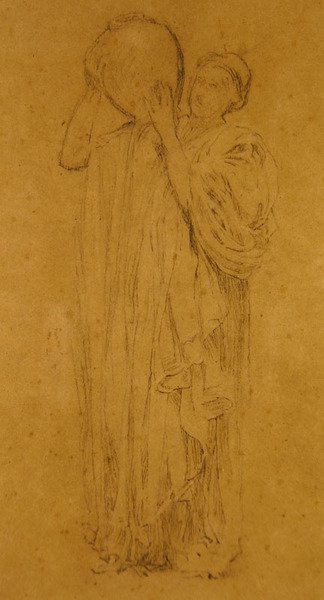 Dziewczyna z dzbanem, ok. 1867 (czarno-białe kredy na brązowym papierze) autorstwa Albert Joseph Moore