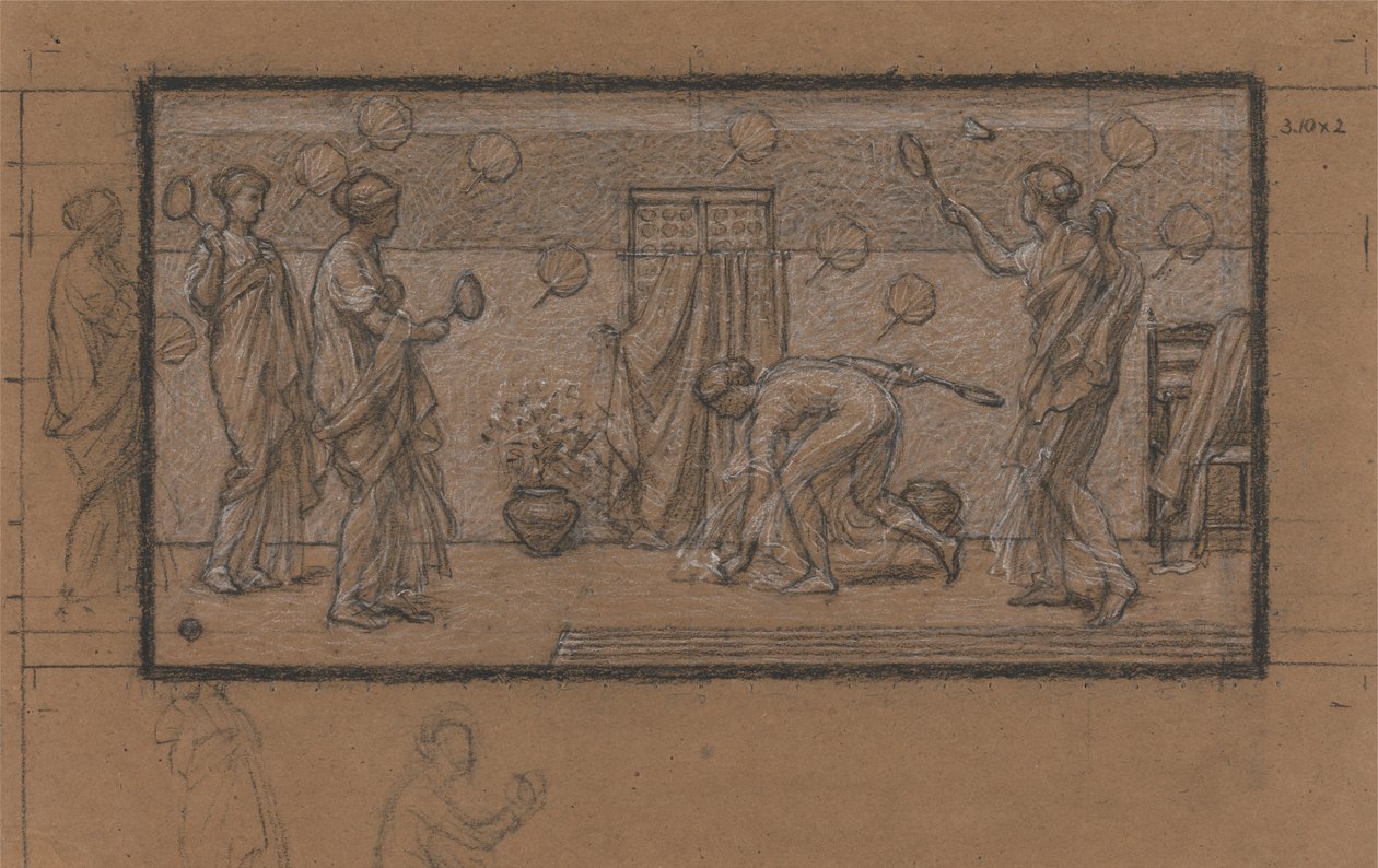 Studium dla Battledore i Shuttlecock autorstwa Albert Joseph Moore