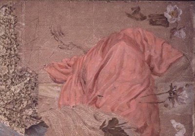 Studium drapowanej postaci i kwiatów autorstwa Albert Joseph Moore