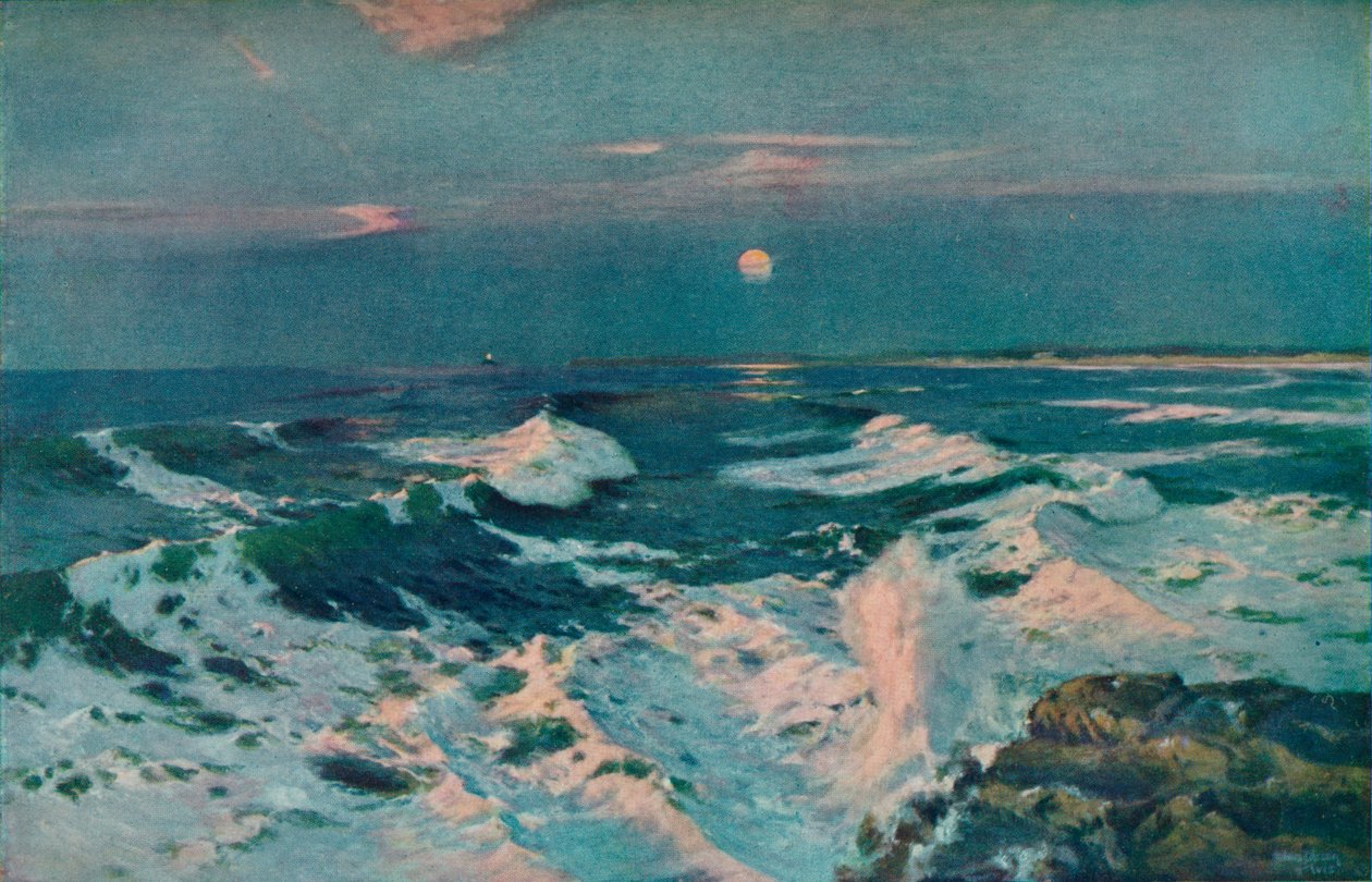 Między zachodem słońca a księżycem, c1910 autorstwa Albert Julius Olsson