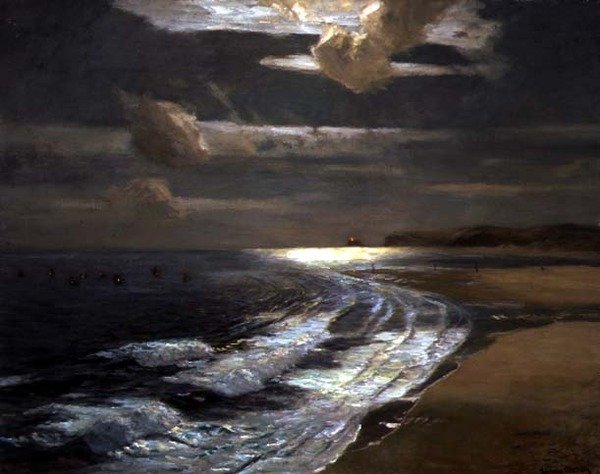 Silver Moonlight, St. Ives Bay (olej na płótnie) autorstwa Albert Julius Olsson