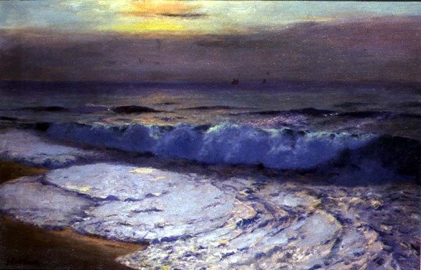 Łamiąca się fala, zmierzch (olej na płótnie) autorstwa Albert Julius Olsson