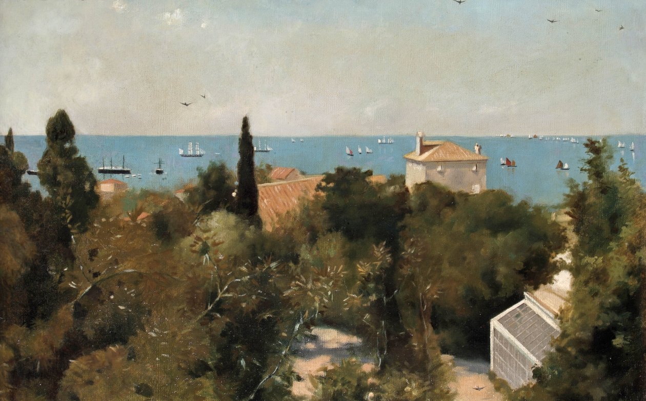Widok na wybrzeże, Triest, ok.1889 autorstwa Albert Letchford