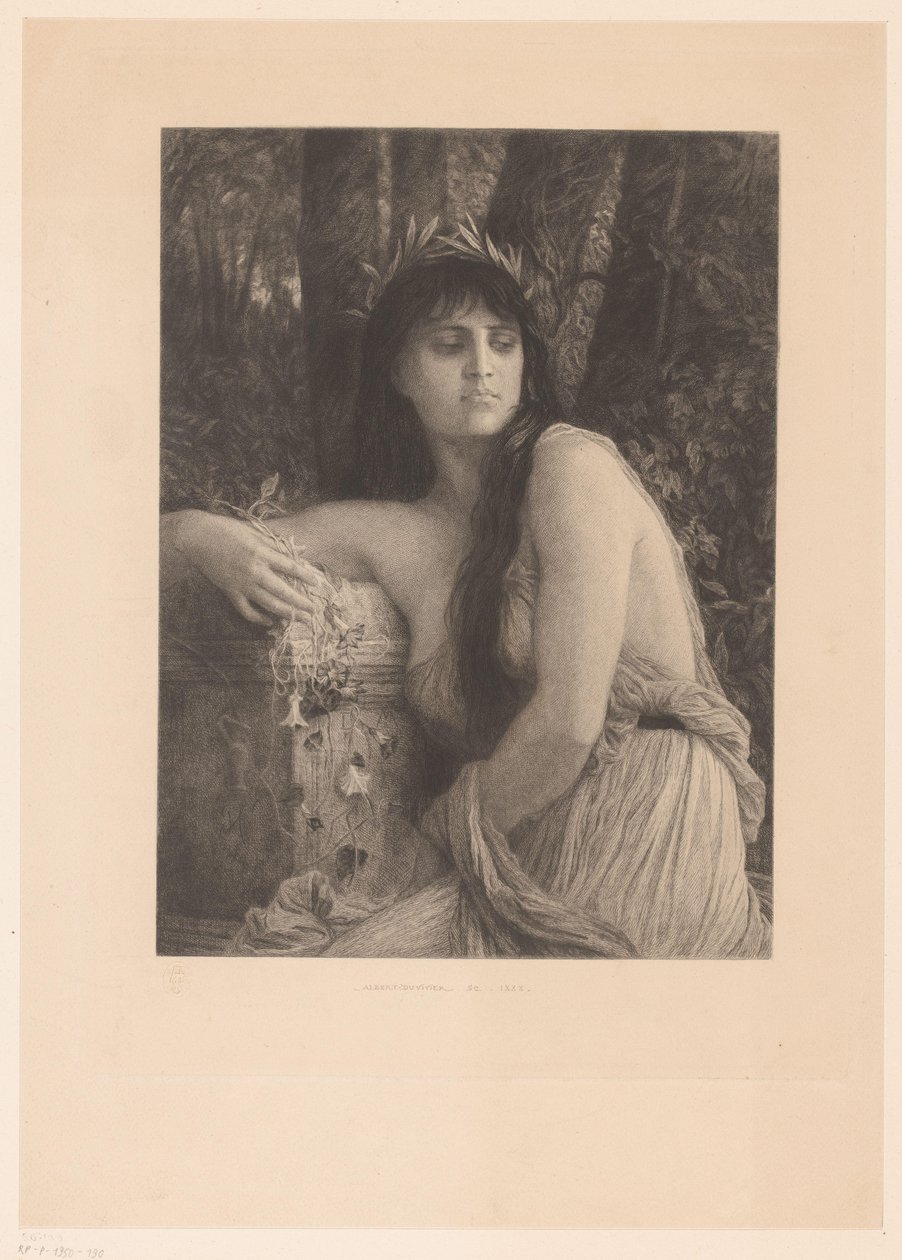 Kobieta z wieńcem laurowym, prawdopodobnie muza autorstwa Albert Ludovic Paul Emile Antony Duvivier