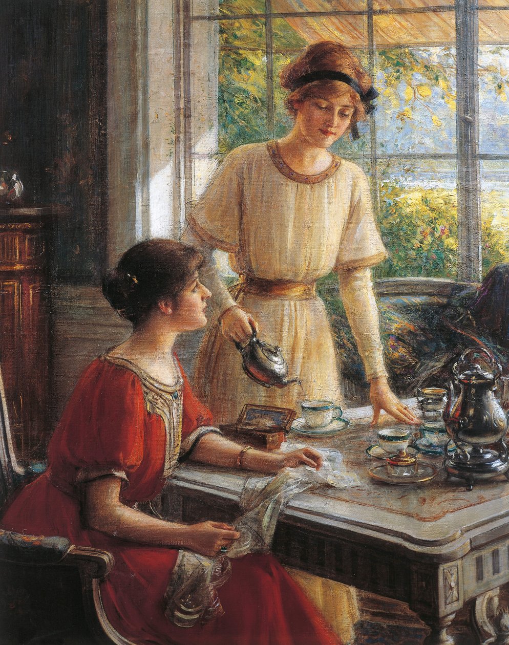 Fragment obrazu Kobiety pijące herbatę — Albert Lynch (1851-1912) autorstwa Albert Lynch