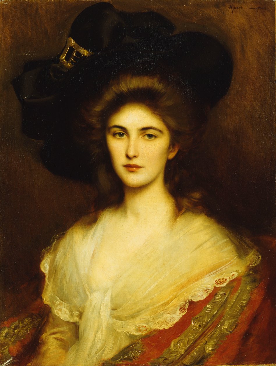 Portret eleganckiej damy w czarnym kapeluszu, autorstwa Albert Lynch