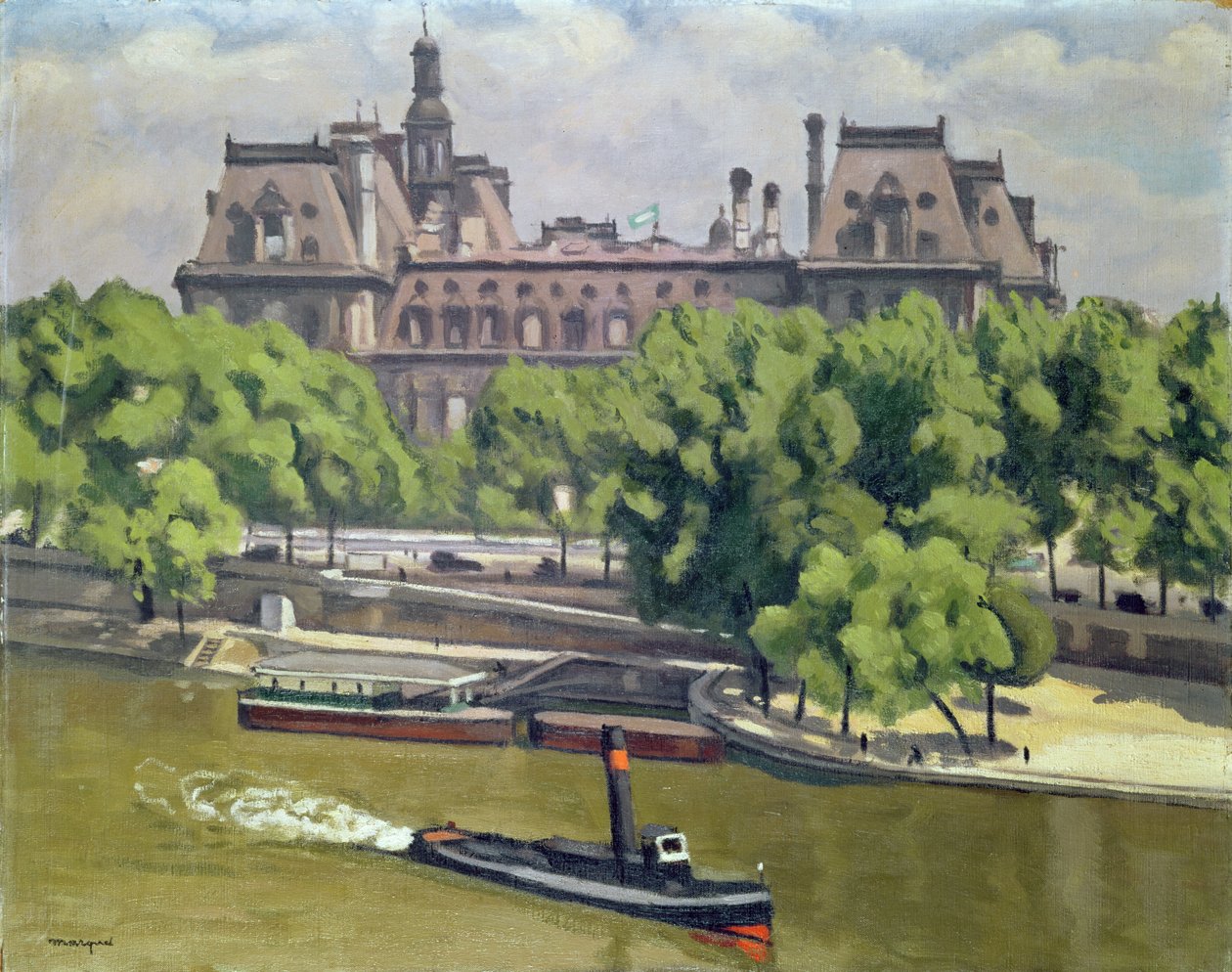 Hotel de Ville i Sekwana w Paryżu autorstwa Albert Marquet