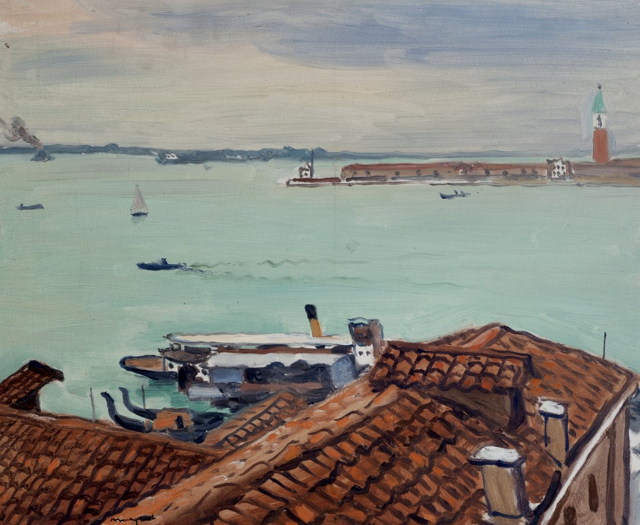 Dachy w Wenecji (olej na desce) autorstwa Albert Marquet