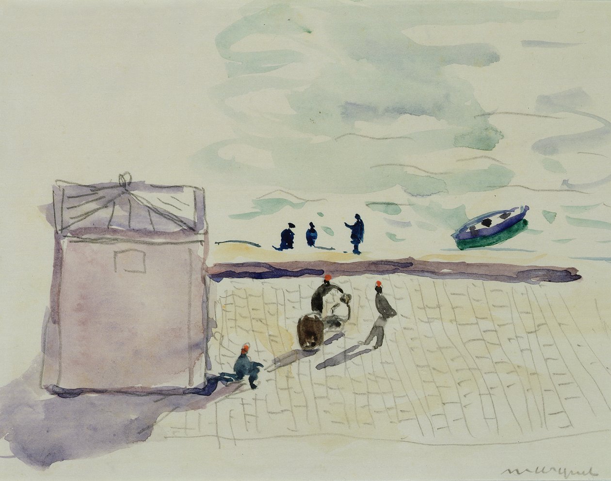 Na nabrzeżu w Algierze (akwarela na papierze) autorstwa Albert Marquet
