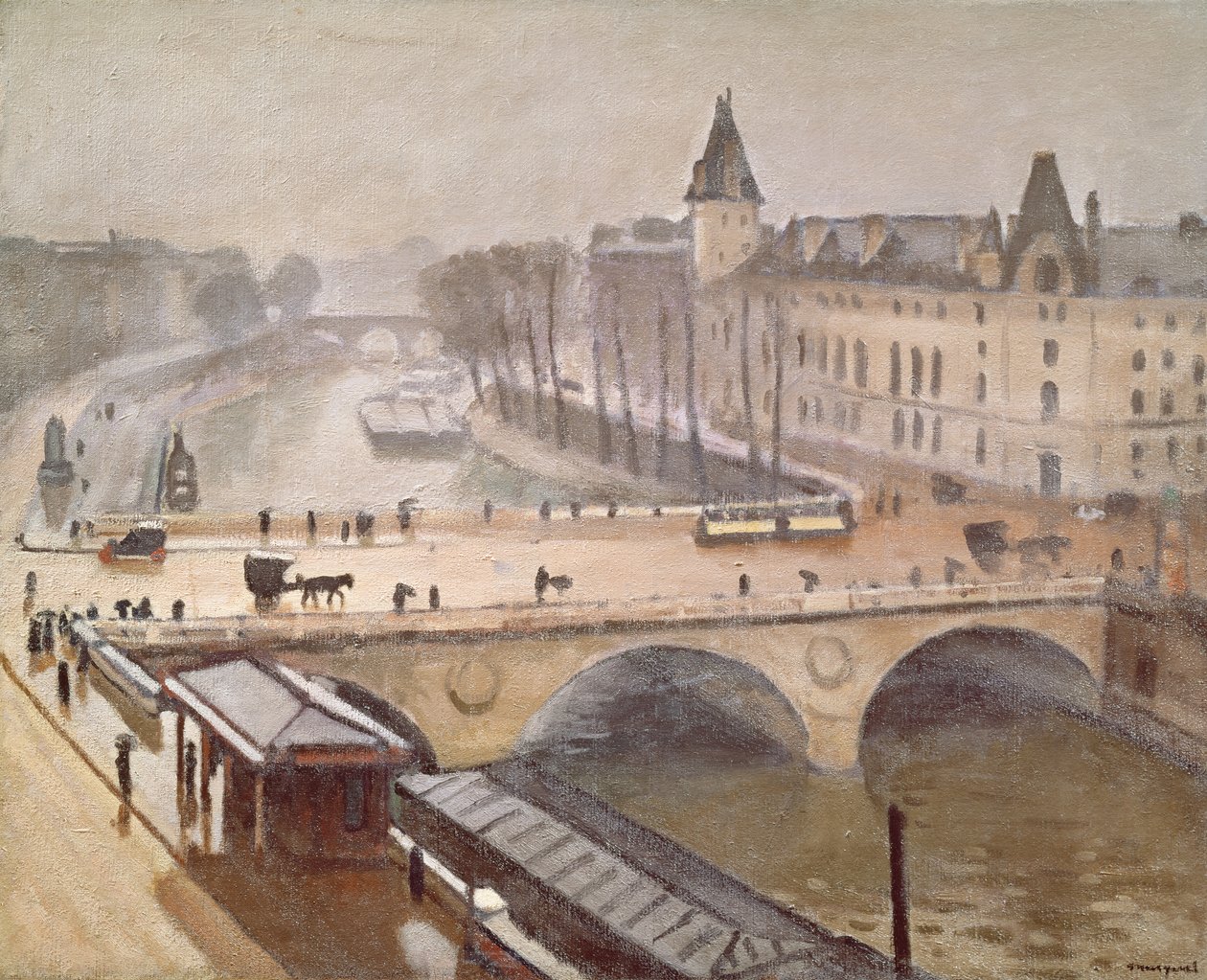 Palais de Justice i Pont au Change, Paryż (olej na płótnie) autorstwa Albert Marquet