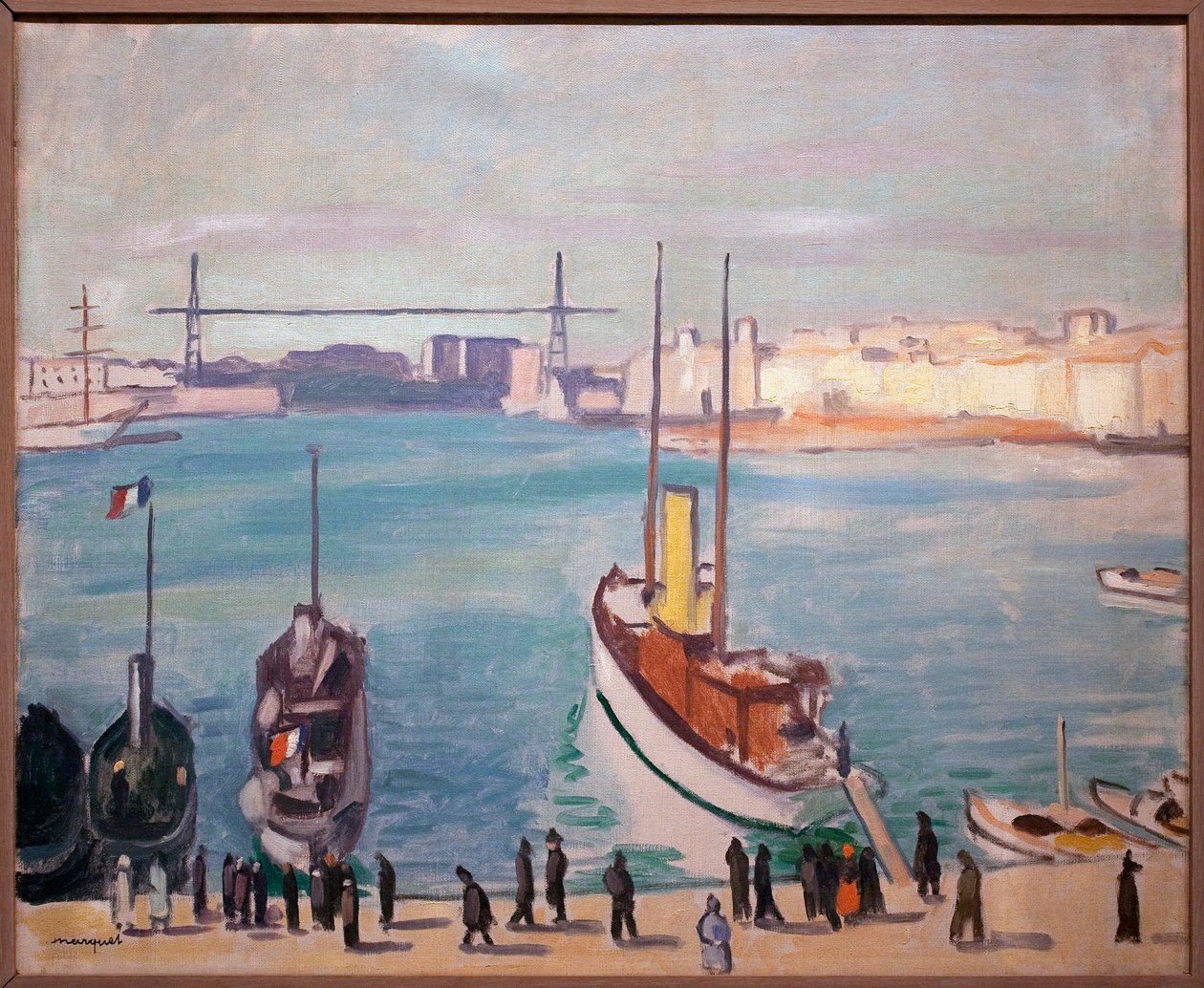 Port w Marsylii (Bouche du Rhone) - W tle widoczny most promowy autorstwa Albert Marquet