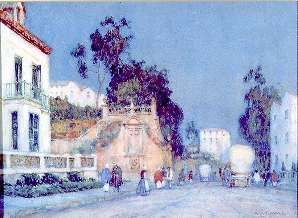 Wczesny wieczór w hiszpańskim mieście autorstwa Albert Moulton Foweraker