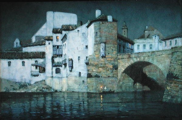 Moonlight, Puente Genil, Hiszpania (ołówek i akwarela na papierze) autorstwa Albert Moulton Foweraker
