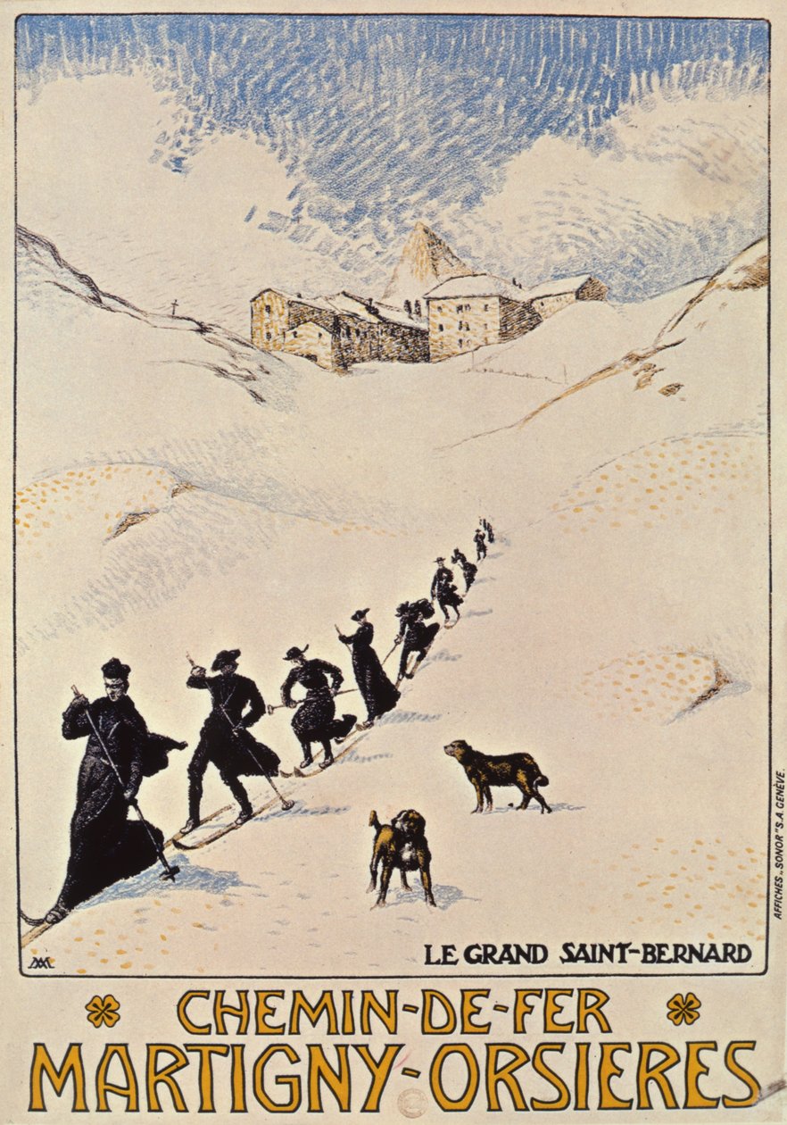 Plakat reklamujący francuską kolej od Martigny do Orsieres, 1913 autorstwa Albert Muret