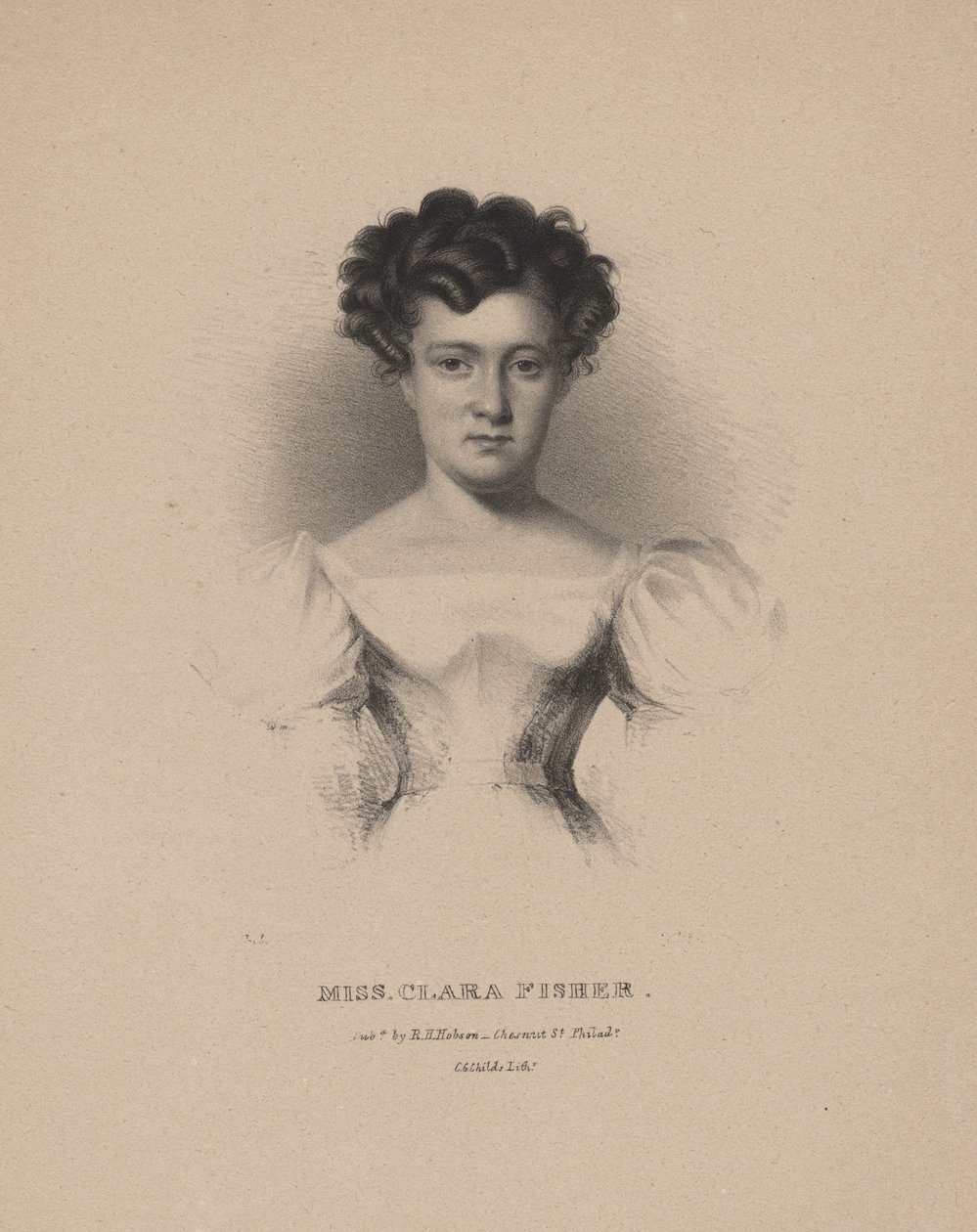 Panna Clara Fisher, lito autorstwa C.G. Dzieci, 1830 autorstwa Albert Newsam