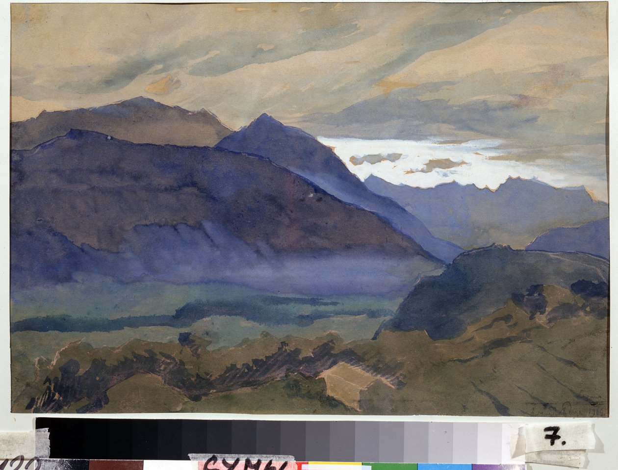 Lugano (Suíça) (Lugano). Desenho de Alexander Nikolayevich Benois (1870-1960). Aquarela sobre papel, polimento 30,2 x 47 cm autorstwa Albert Nikolayevich Benois