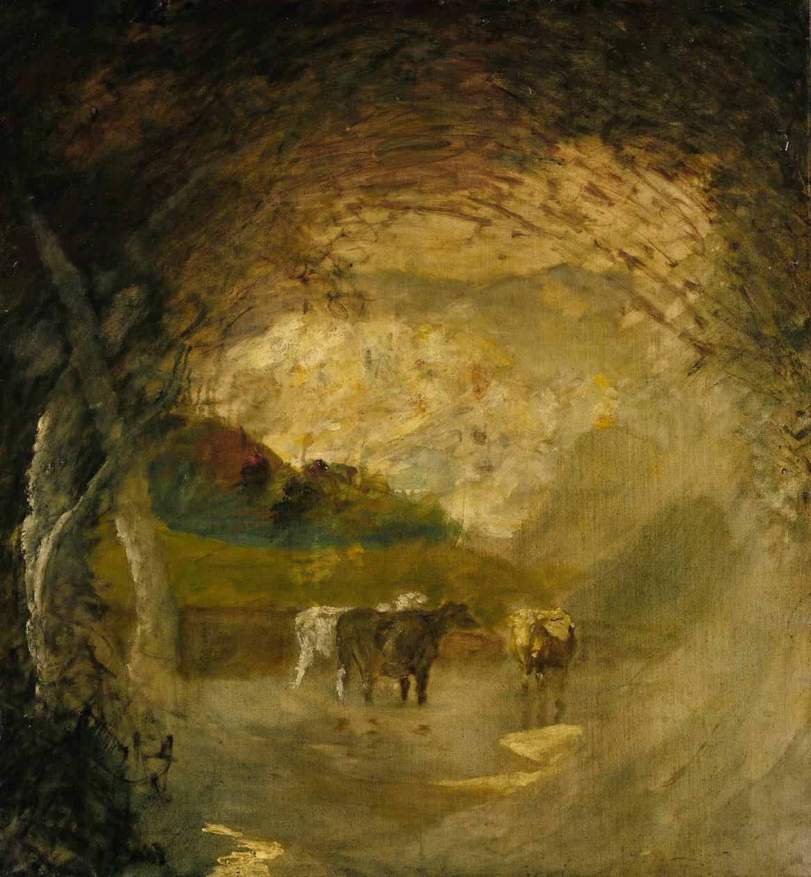 Krajobraz z drzewami i bydłem autorstwa Albert Pinkham Ryder