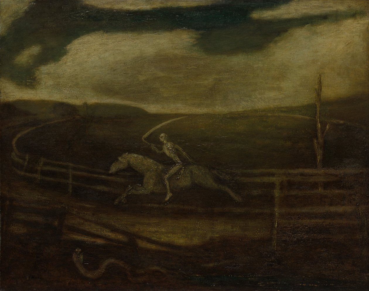 Tor wyścigowy Śmierć na bladym koniu, c. 1896-1908. autorstwa Albert Pinkham Ryder
