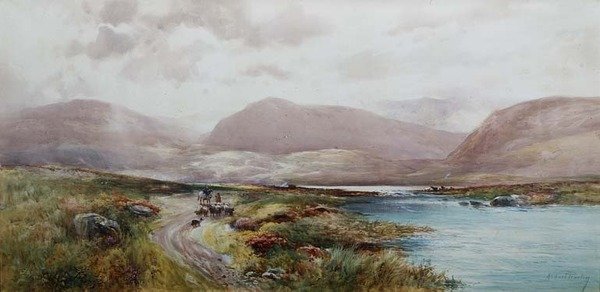 Pejzaż szkocki, ok. 1910 (akwarela na papierze) autorstwa Albert Procter